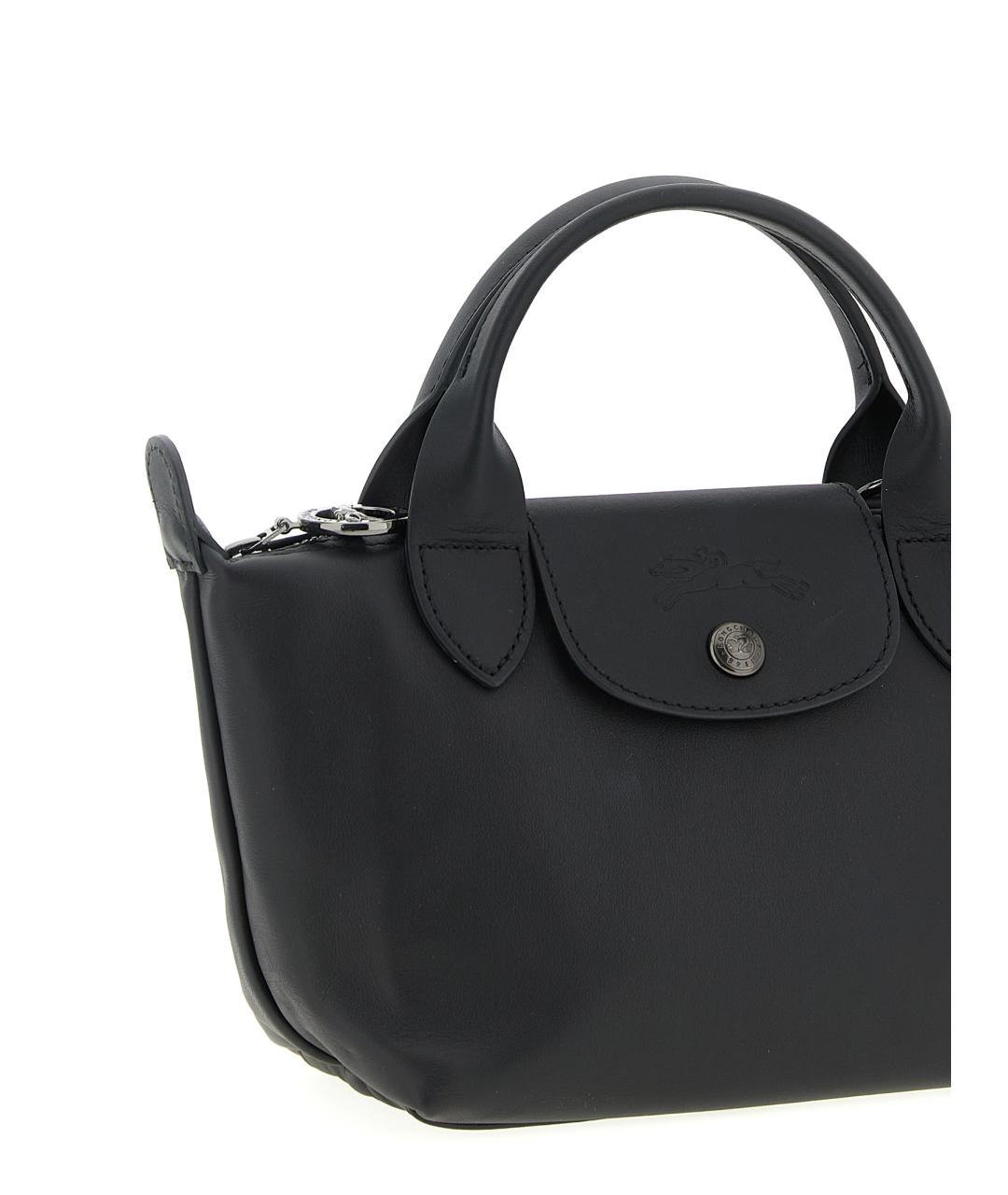 LONGCHAMP Черная кожаная сумка тоут, фото 3