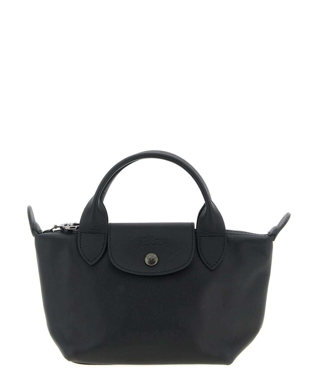 LONGCHAMP Черная кожаная сумка тоут, фото 1