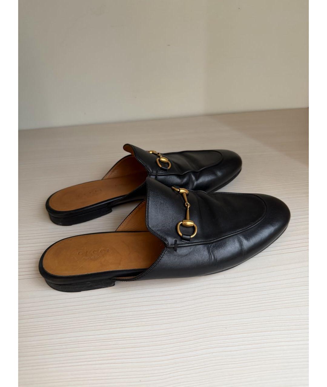 GUCCI Черные кожаные мюли, фото 2
