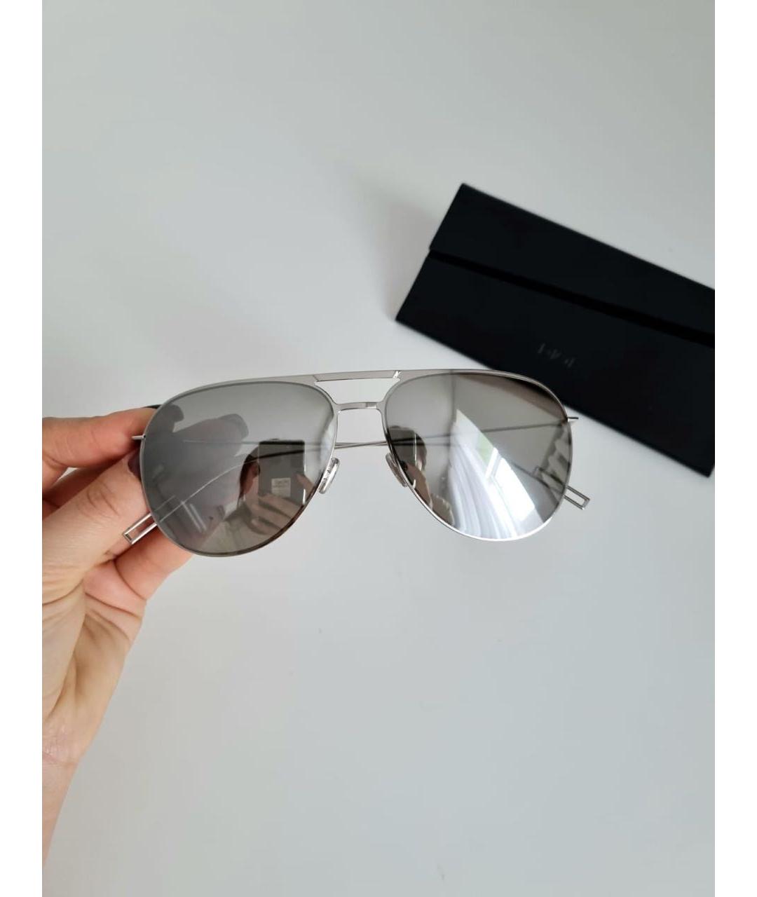 CHRISTIAN DIOR Серебряные металлические солнцезащитные очки, фото 2