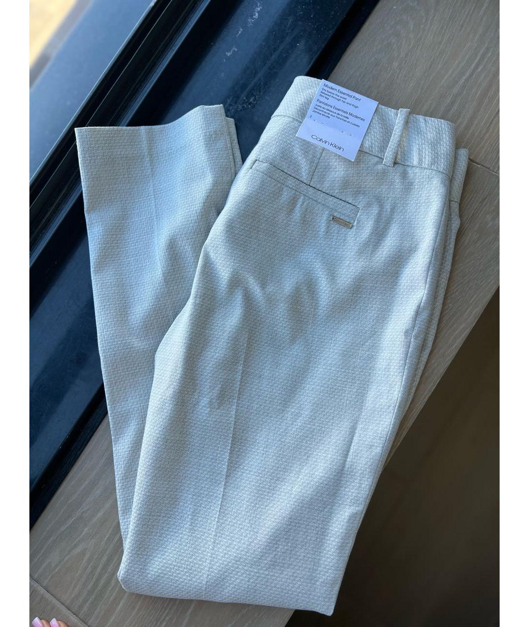 CALVIN KLEIN Бежевые прямые брюки, фото 3