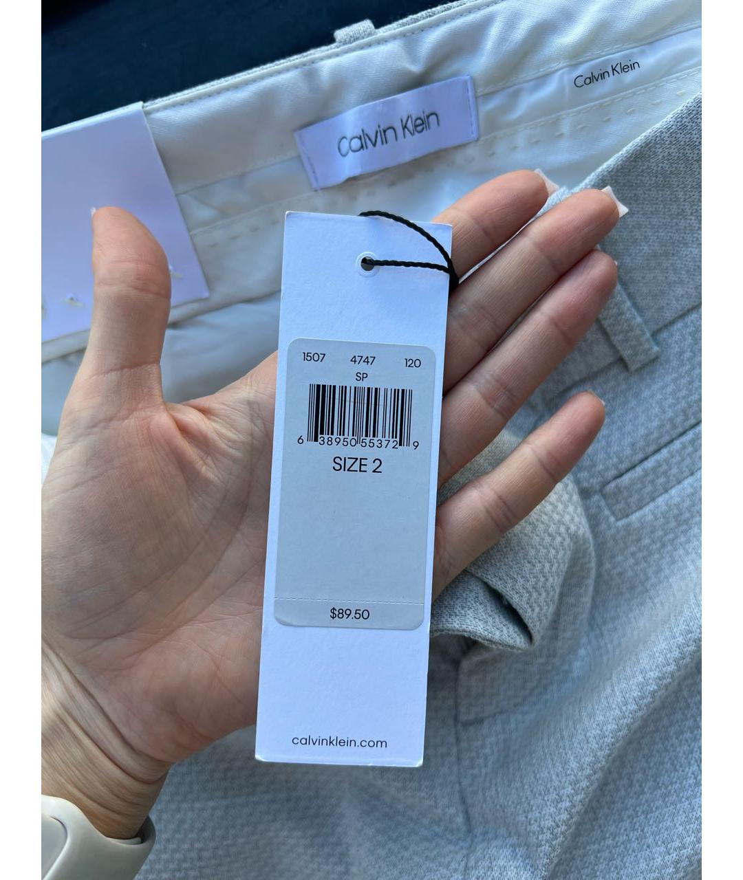 CALVIN KLEIN Бежевые прямые брюки, фото 5