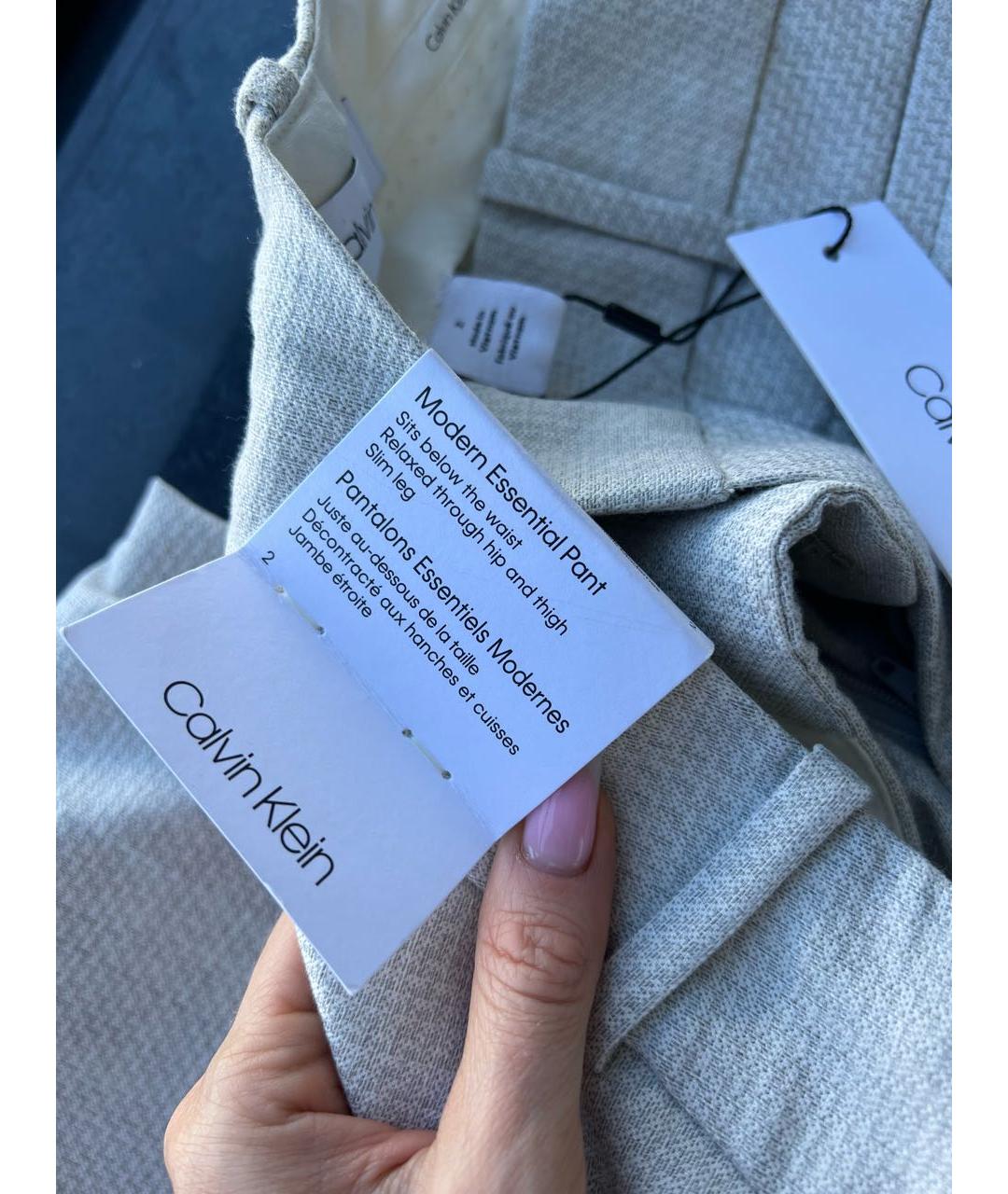 CALVIN KLEIN Бежевые прямые брюки, фото 6