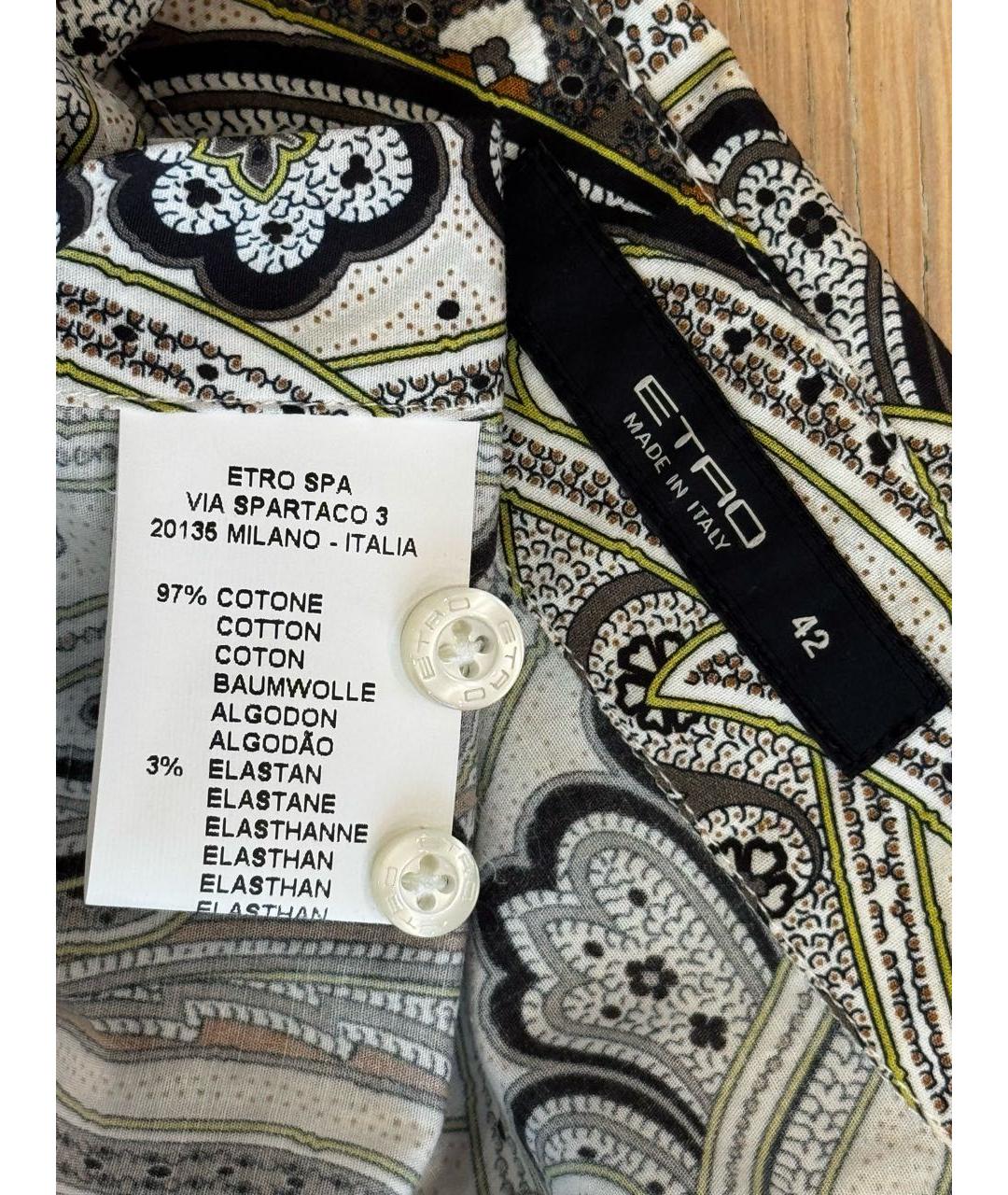 ETRO Хаки хлопковая рубашка, фото 4