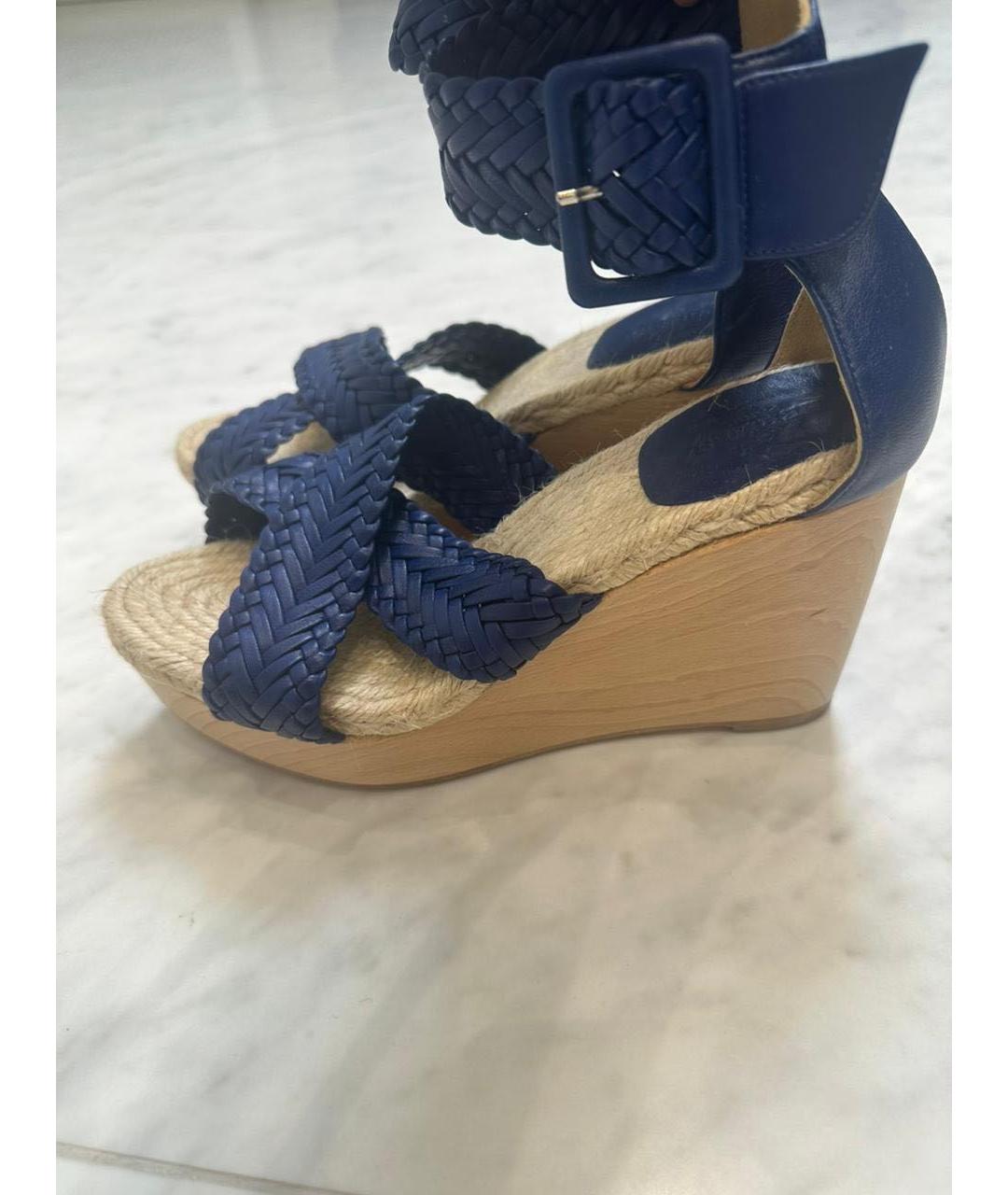 HERMES Синие кожаные босоножки, фото 5