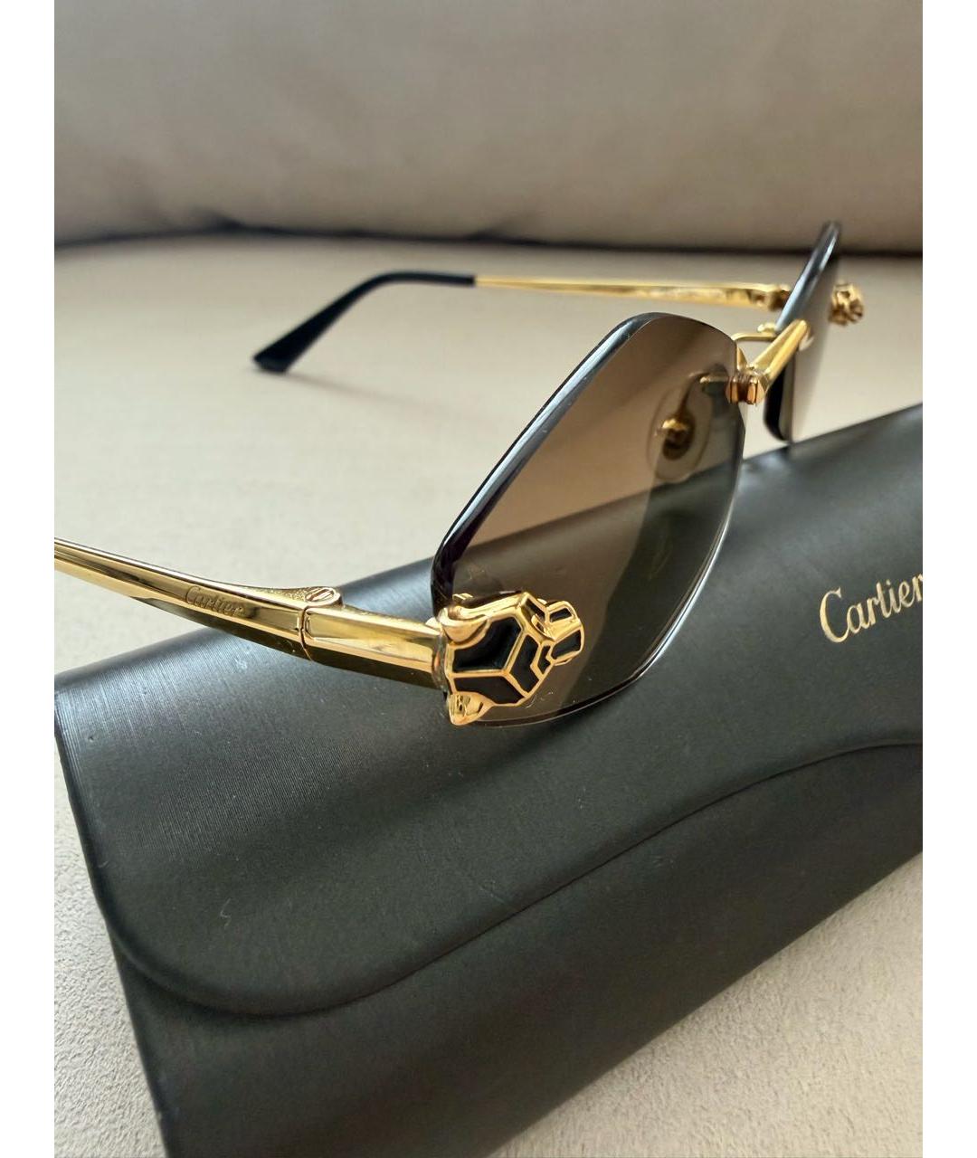 CARTIER Коричневые металлические солнцезащитные очки, фото 3