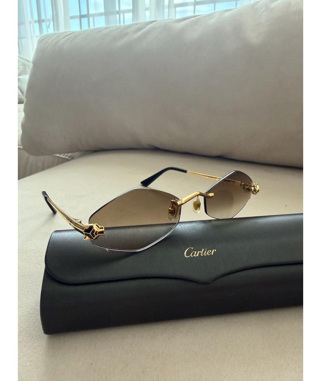 CARTIER Коричневые металлические солнцезащитные очки, фото 4
