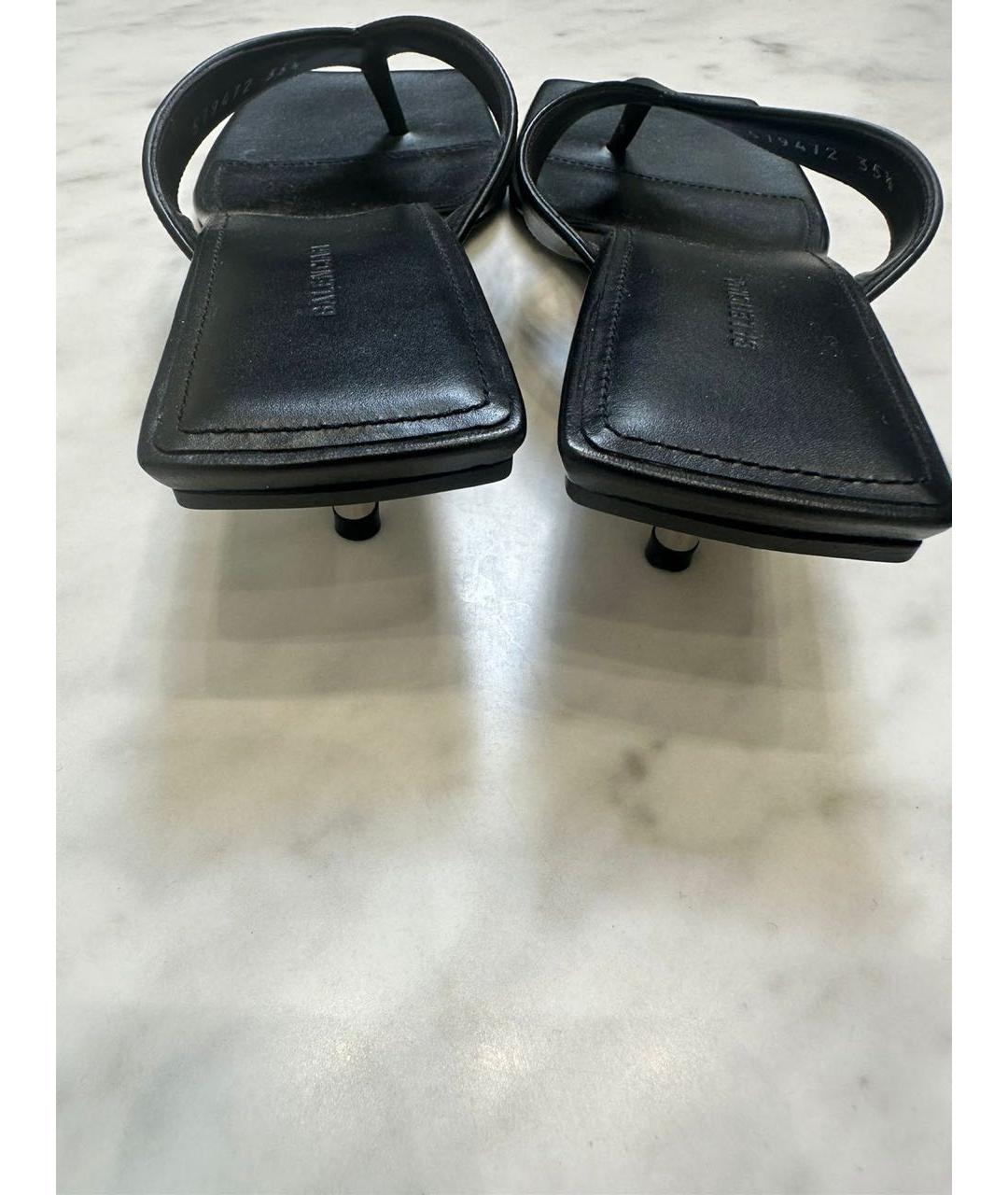 BALENCIAGA Черные кожаные мюли, фото 4