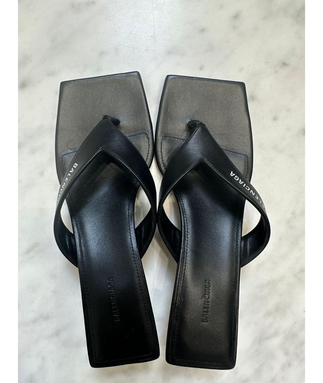 BALENCIAGA Черные кожаные мюли, фото 3