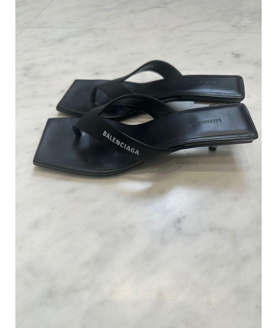 BALENCIAGA Черные кожаные мюли, фото 6
