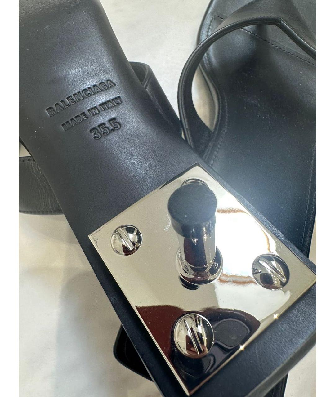 BALENCIAGA Черные кожаные мюли, фото 5