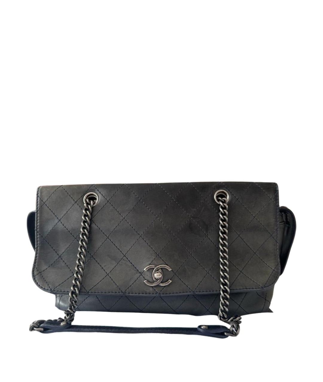 CHANEL Темно-синяя кожаная сумка через плечо, фото 1