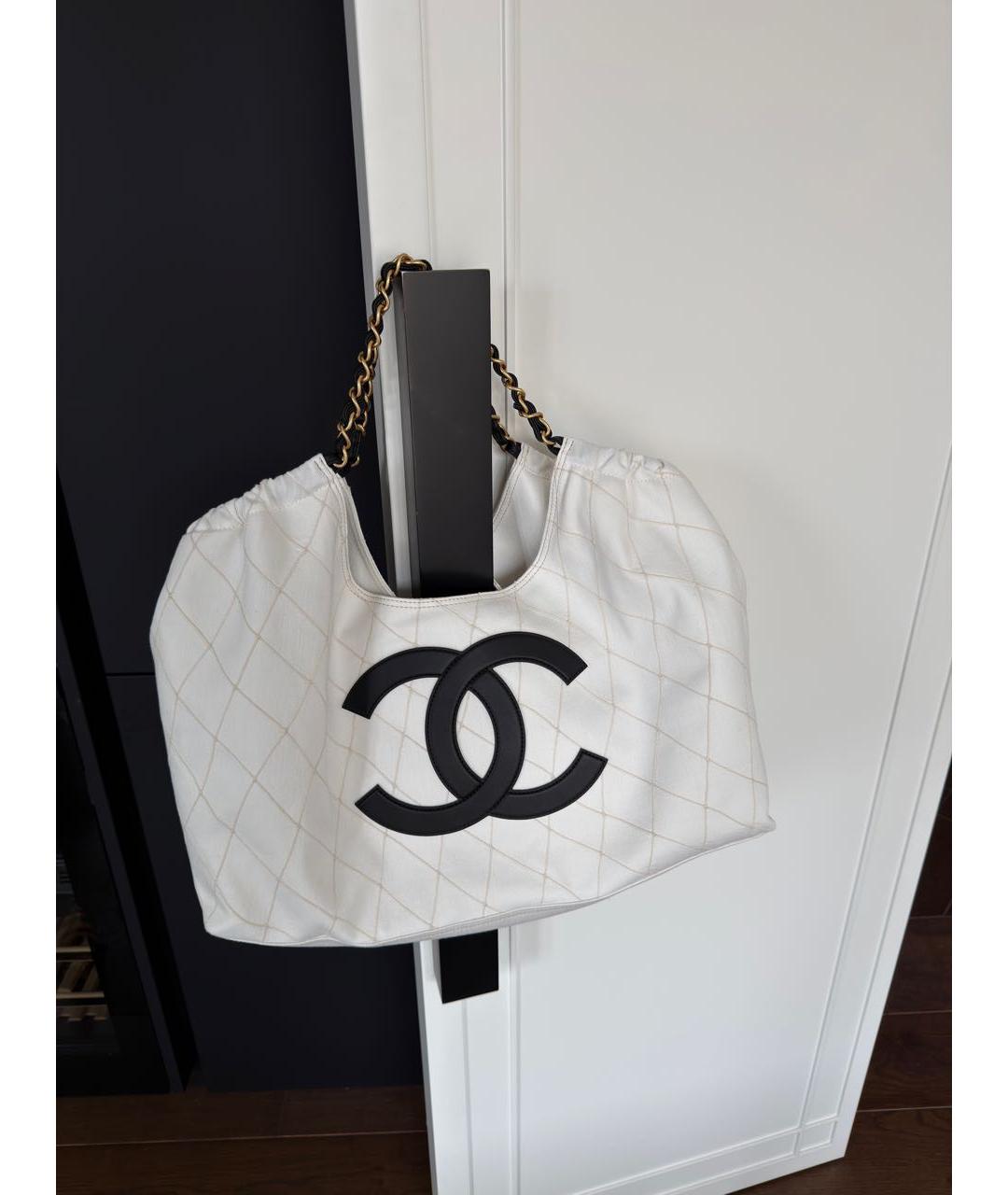 CHANEL Белая деним сумка тоут, фото 5