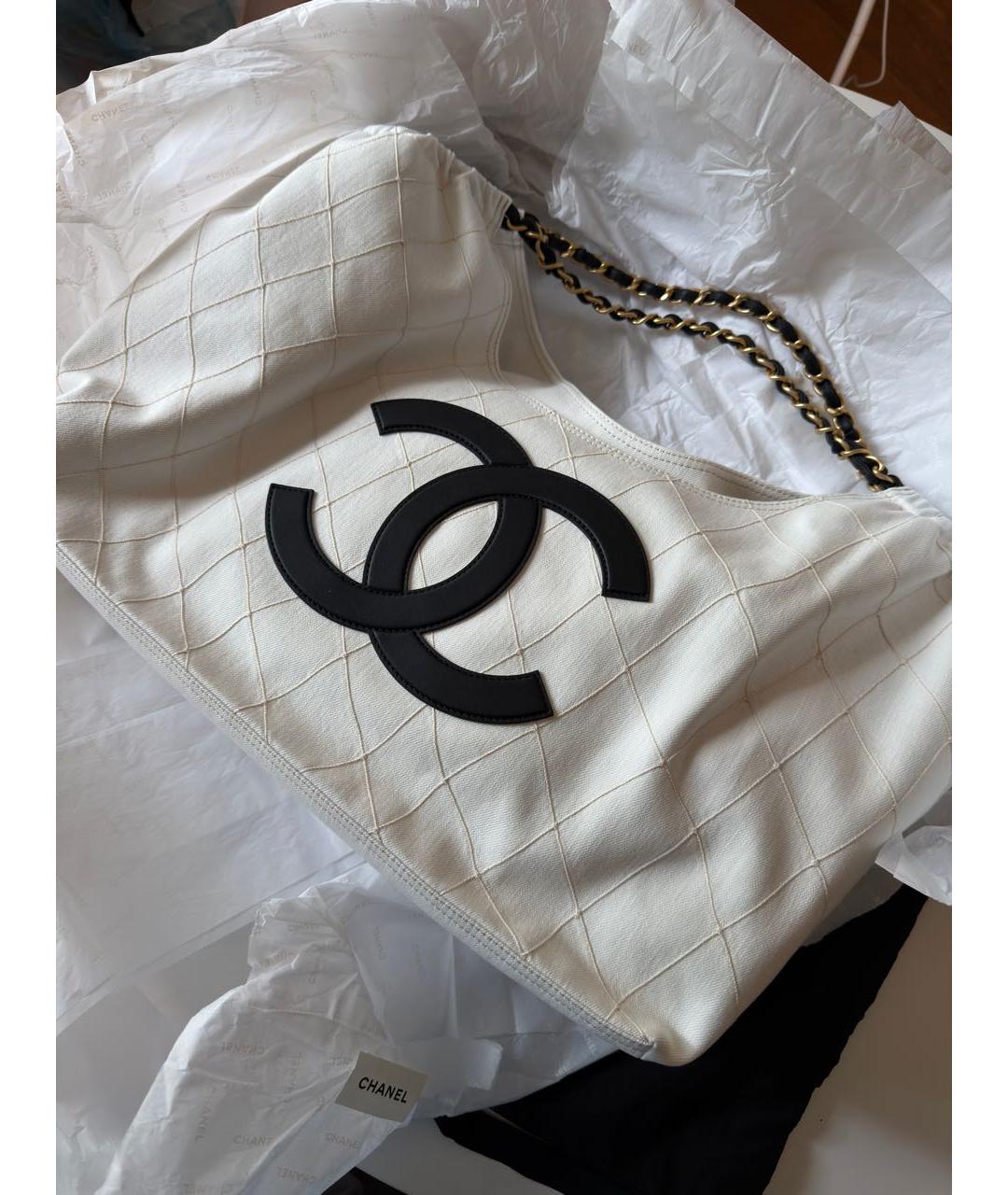 CHANEL Белая деним сумка тоут, фото 3