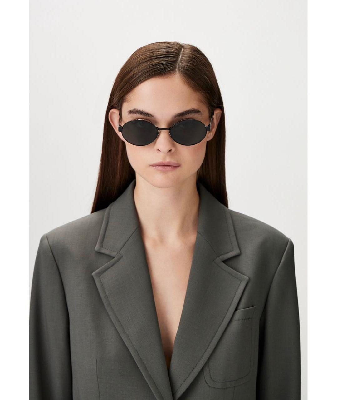 SAINT LAURENT Черные металлические солнцезащитные очки, фото 8