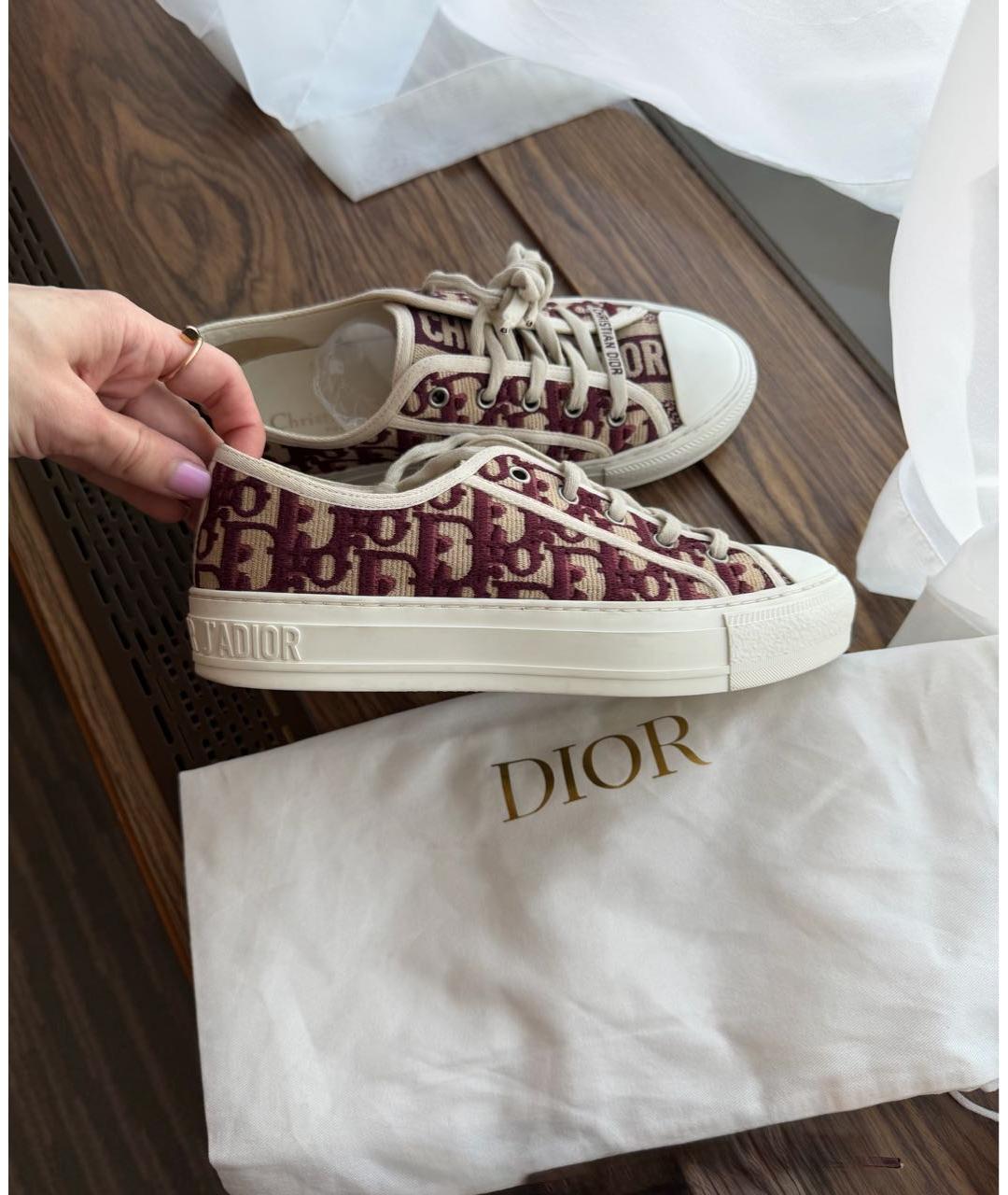 CHRISTIAN DIOR Бордовые текстильные кеды, фото 6