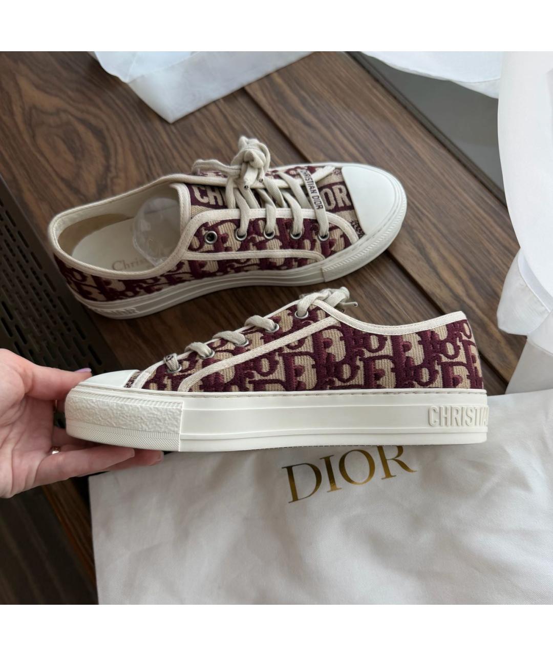 CHRISTIAN DIOR Бордовые текстильные кеды, фото 8