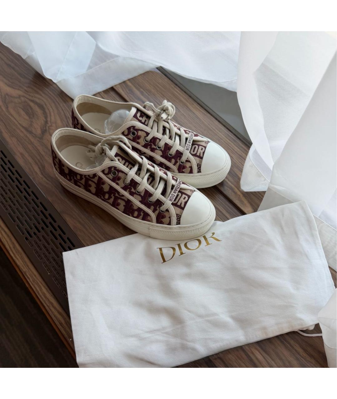 CHRISTIAN DIOR Бордовые текстильные кеды, фото 2