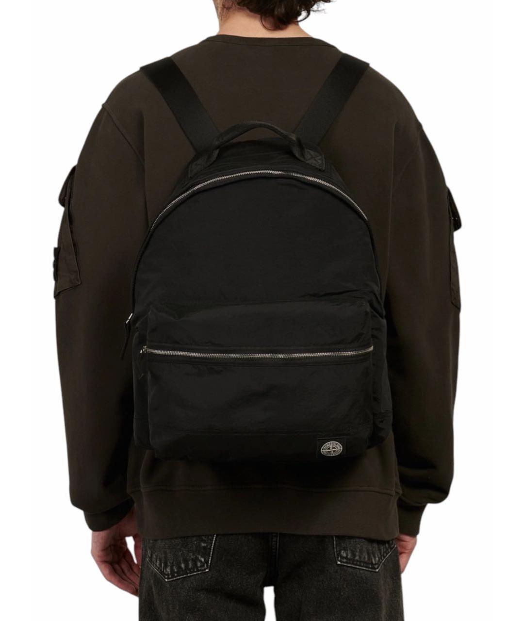 STONE ISLAND Черный тканевый рюкзак, фото 6