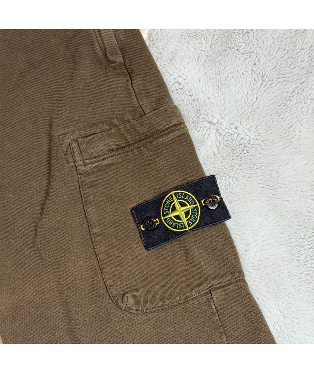 STONE ISLAND Коричневые хлопковые повседневные брюки, фото 3