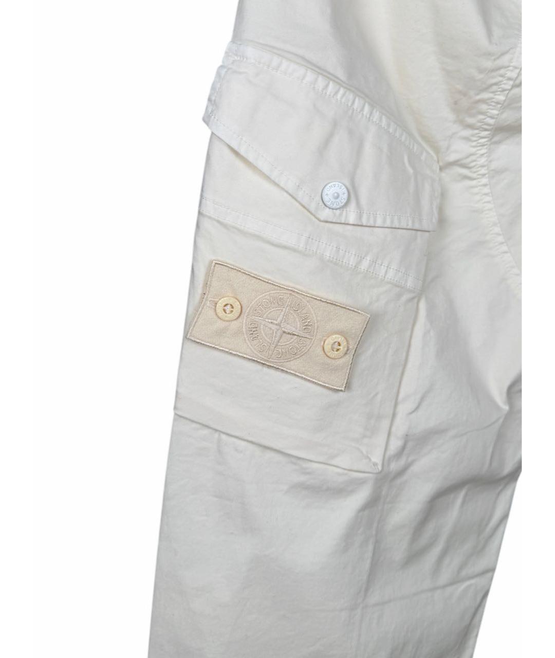 STONE ISLAND Белые хлопковые повседневные брюки, фото 5