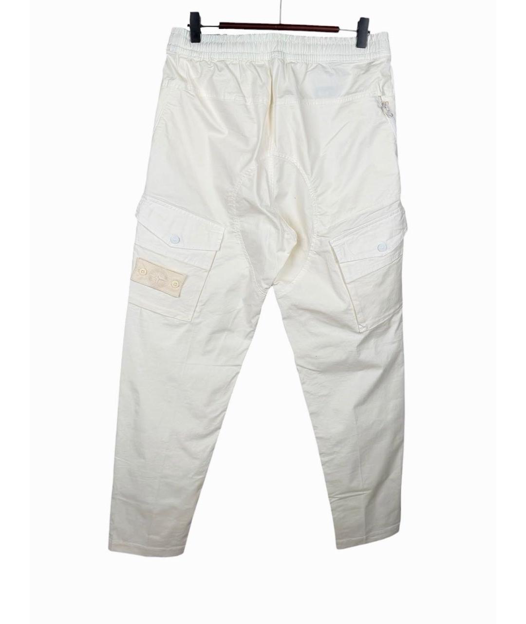 STONE ISLAND Белые хлопковые повседневные брюки, фото 2