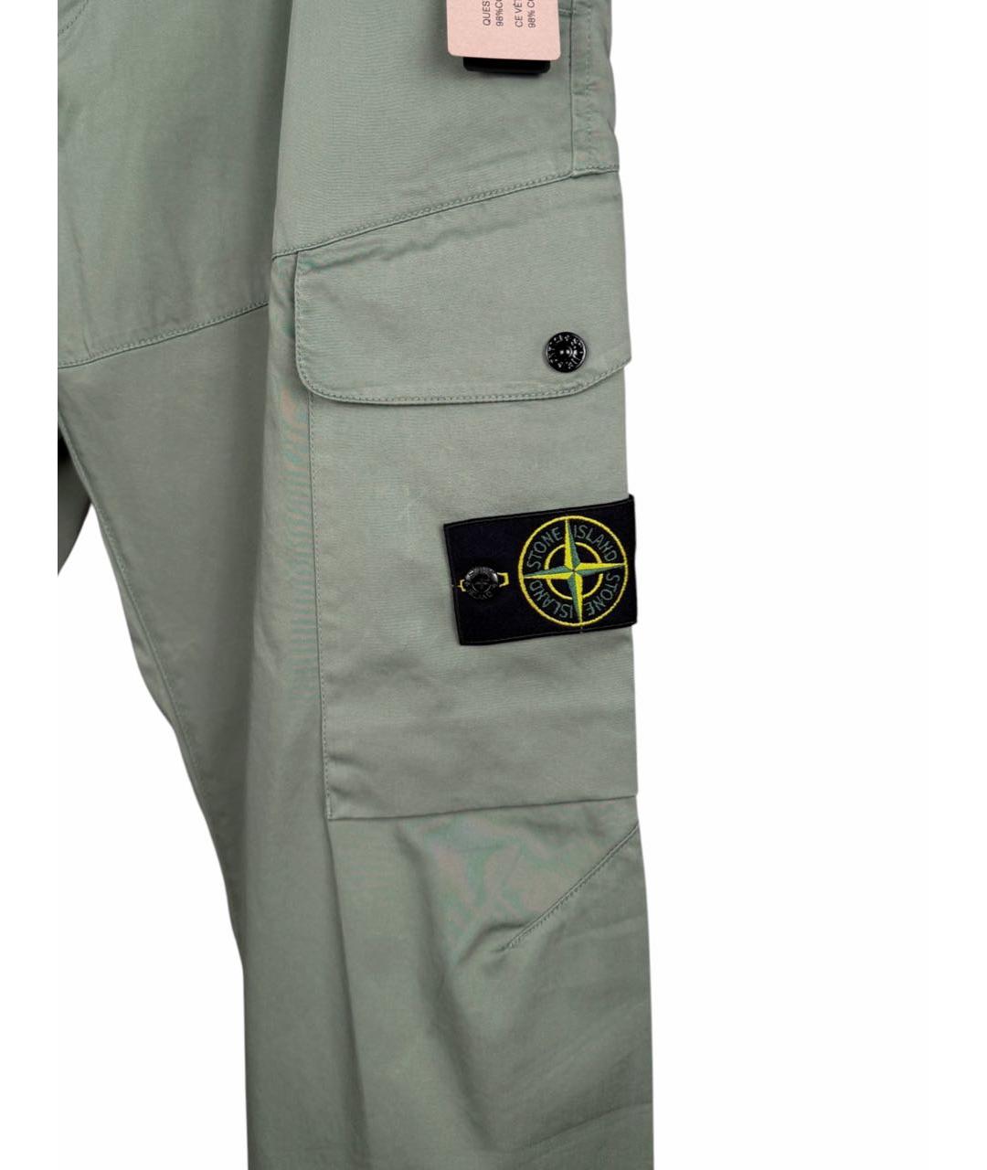 STONE ISLAND Зеленые хлопко-эластановые повседневные брюки, фото 4
