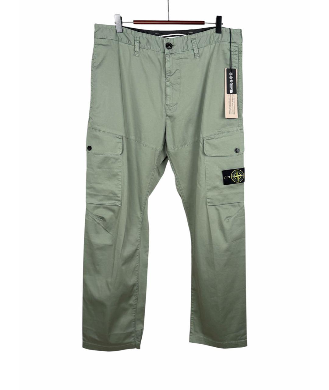 STONE ISLAND Зеленые хлопко-эластановые повседневные брюки, фото 9