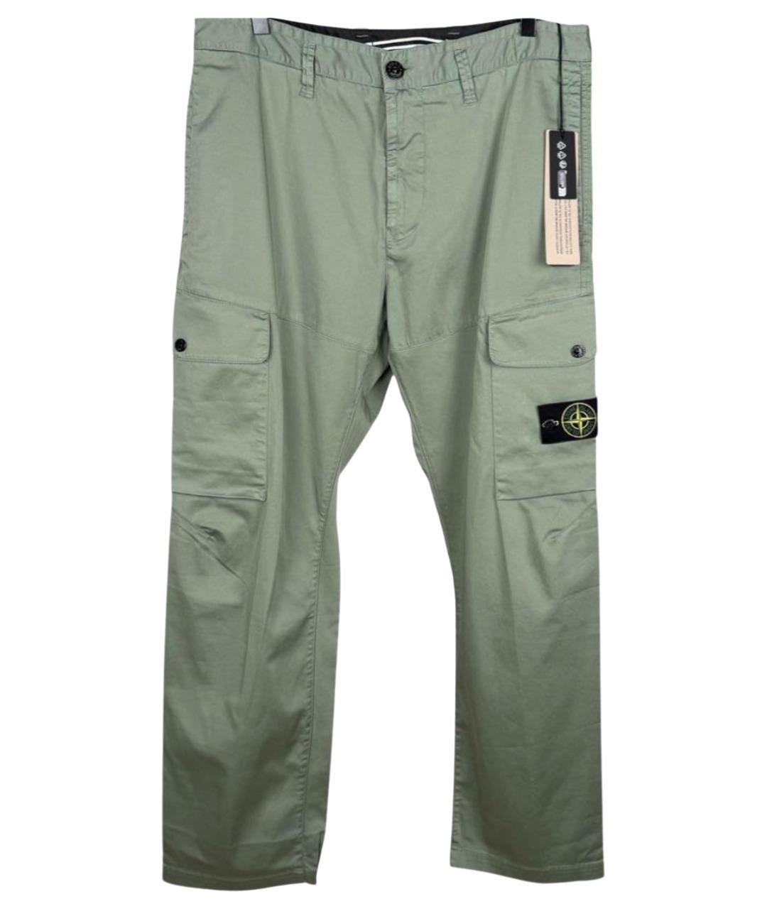 STONE ISLAND Зеленые хлопко-эластановые повседневные брюки, фото 1