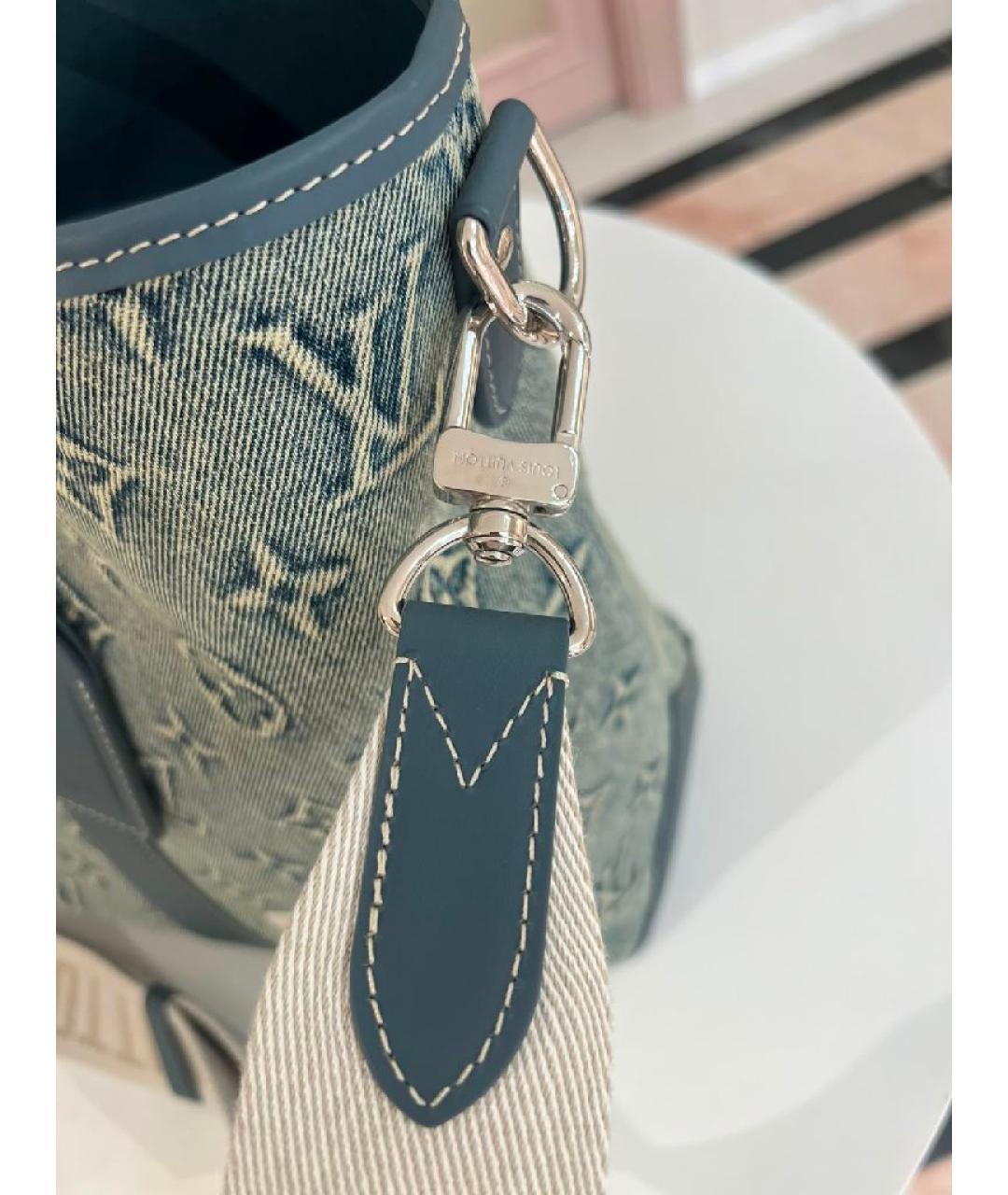 LOUIS VUITTON Голубая тканевая сумка с короткими ручками, фото 6