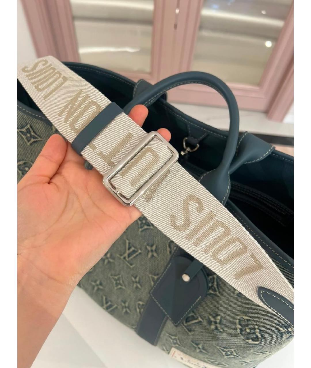 LOUIS VUITTON Голубая тканевая сумка с короткими ручками, фото 7