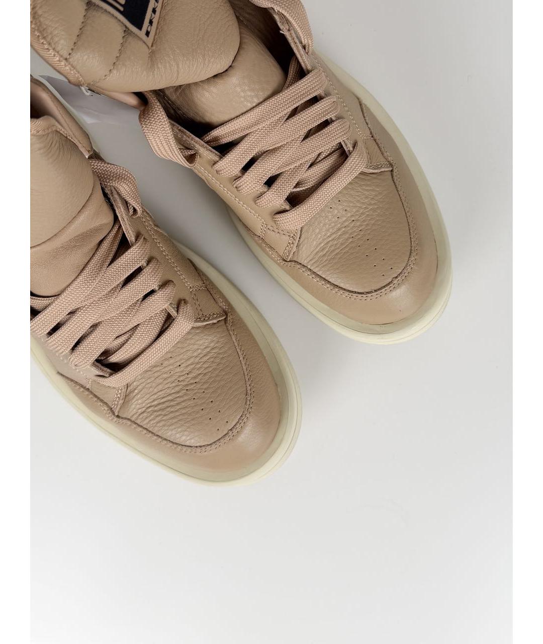 RICK OWENS DRKSHDW Бежевые кожаные низкие кроссовки / кеды, фото 4