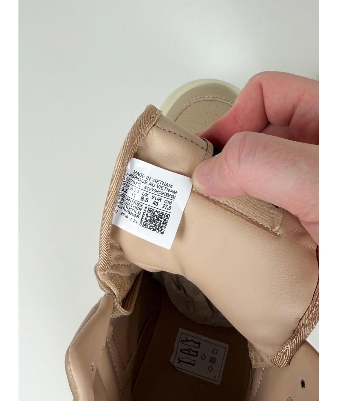 RICK OWENS DRKSHDW Бежевые кожаные низкие кроссовки / кеды, фото 6
