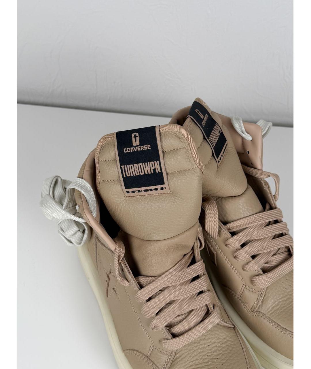 RICK OWENS DRKSHDW Бежевые кожаные низкие кроссовки / кеды, фото 5