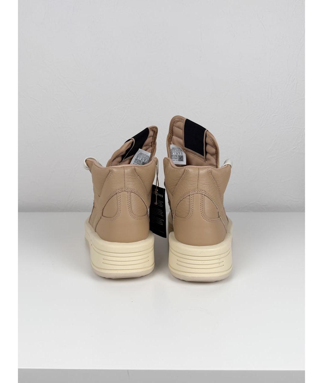 RICK OWENS DRKSHDW Бежевые кожаные низкие кроссовки / кеды, фото 2