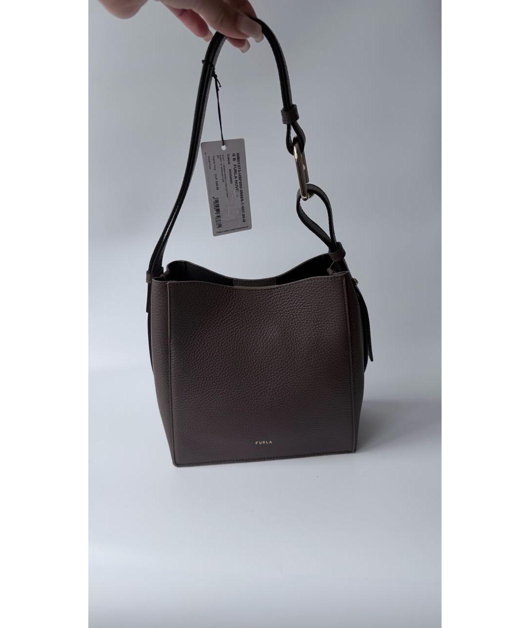 FURLA Коричневая кожаная сумка через плечо, фото 6