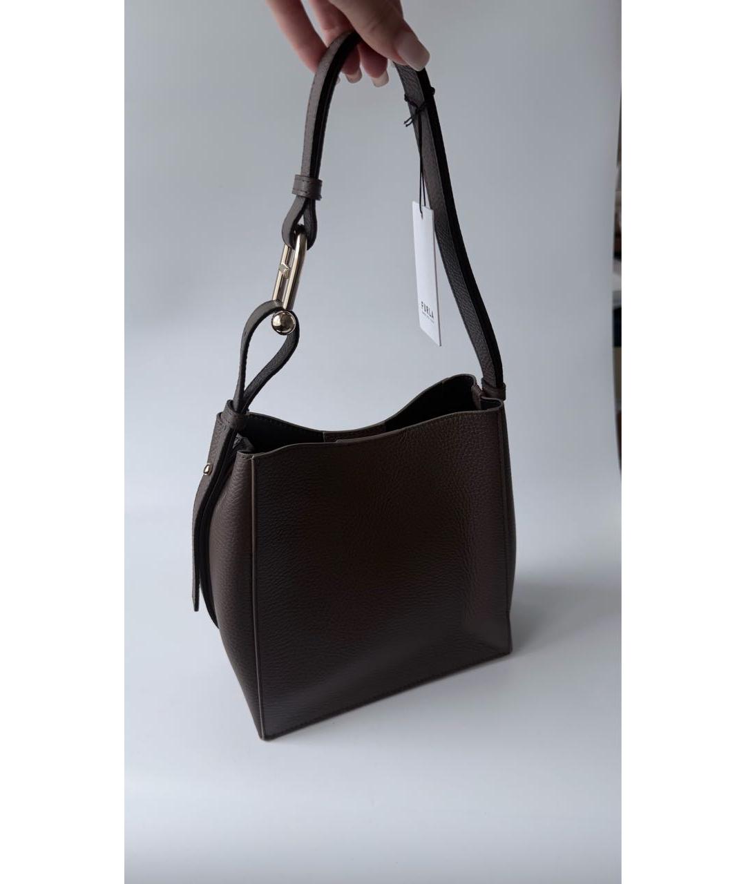FURLA Коричневая кожаная сумка через плечо, фото 4