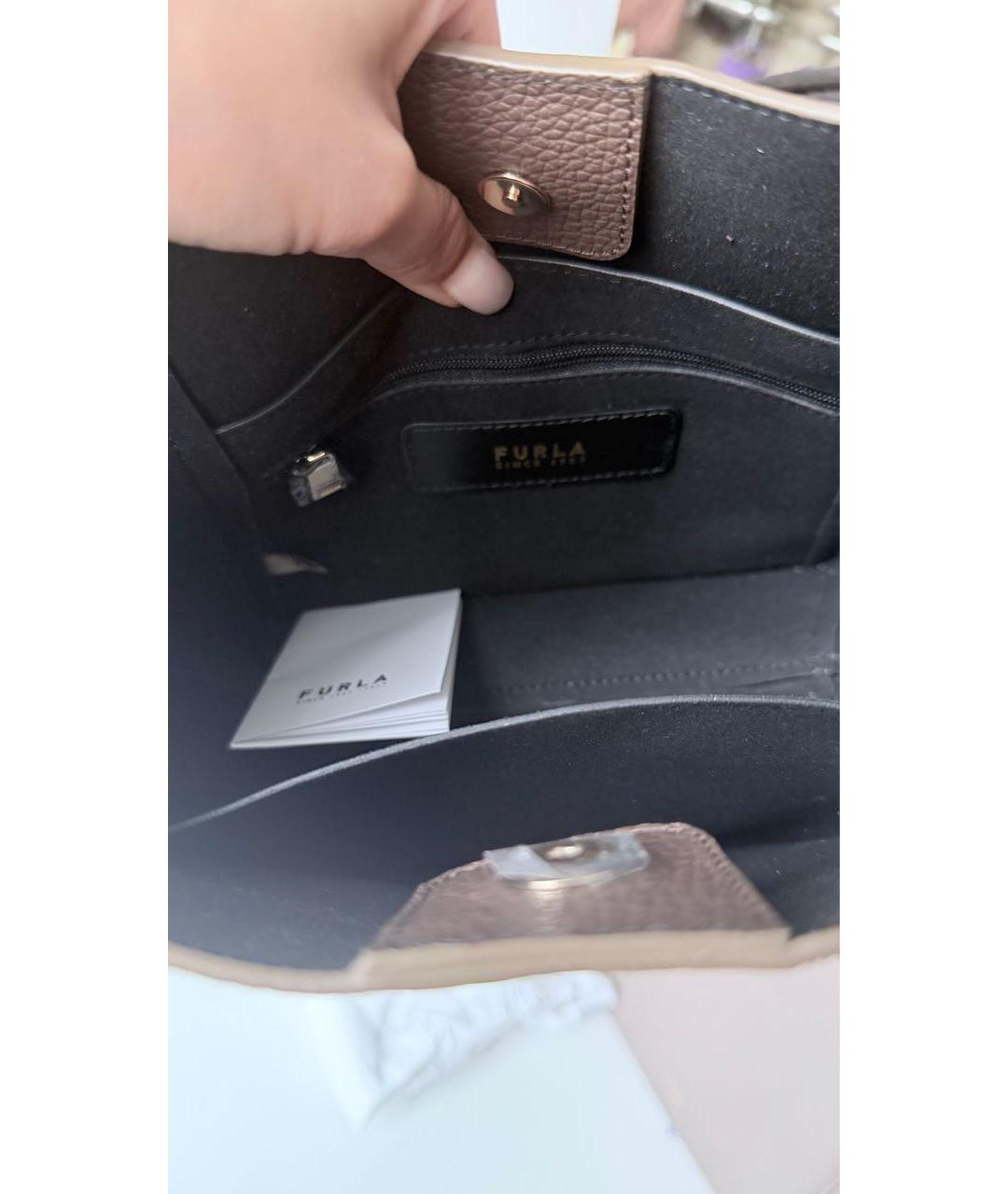 FURLA Коричневая кожаная сумка через плечо, фото 5
