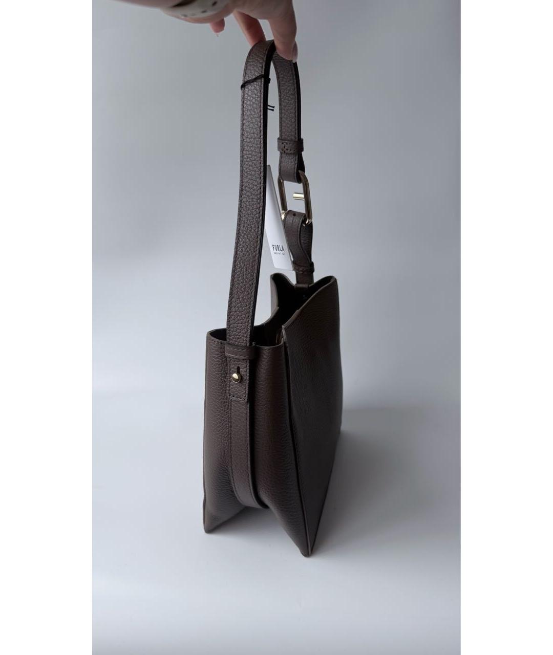 FURLA Коричневая кожаная сумка через плечо, фото 3