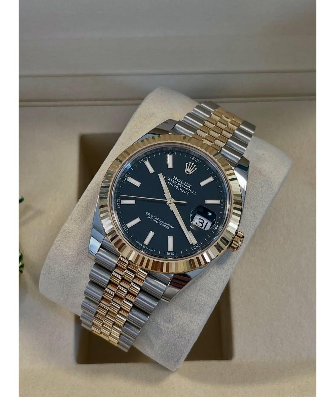 ROLEX Черные часы из желтого золота, фото 2