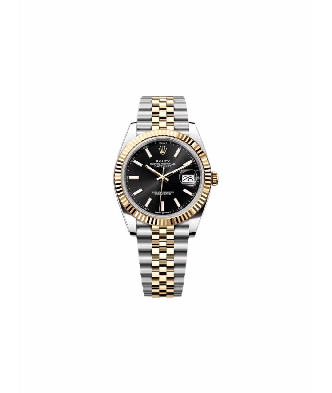 ROLEX Черные часы из желтого золота, фото 1