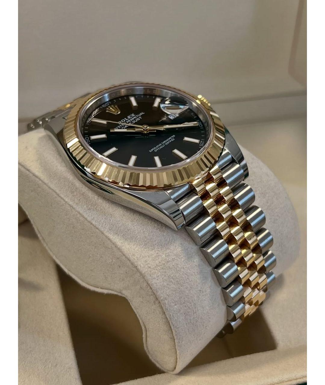 ROLEX Черные часы из желтого золота, фото 3