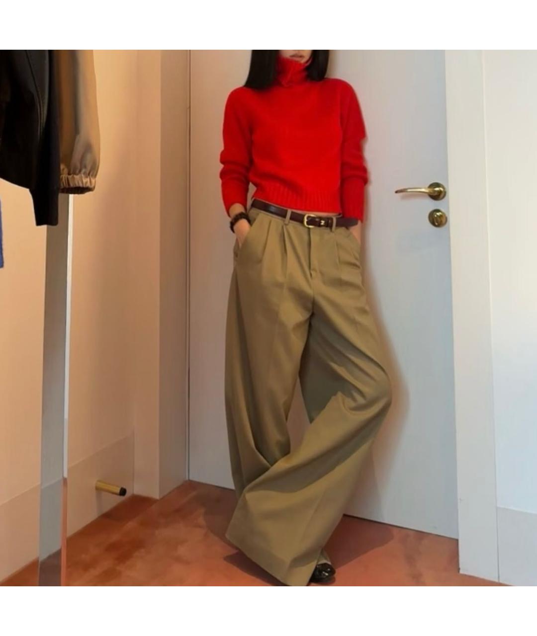 CELINE Бежевые хлопковые прямые брюки, фото 8