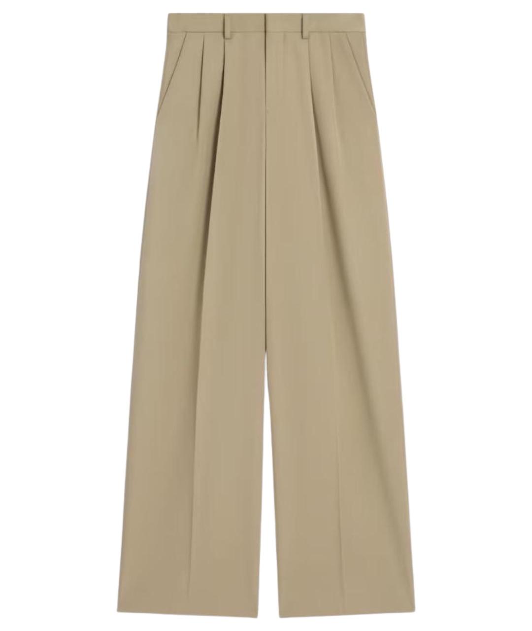 CELINE Бежевые хлопковые прямые брюки, фото 1