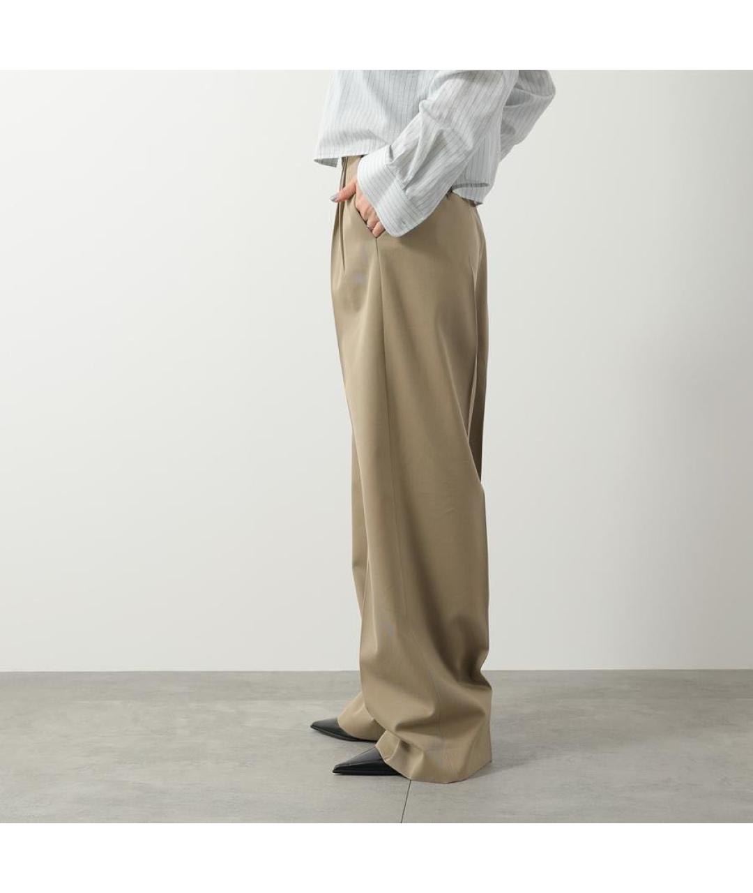 CELINE Бежевые хлопковые прямые брюки, фото 3