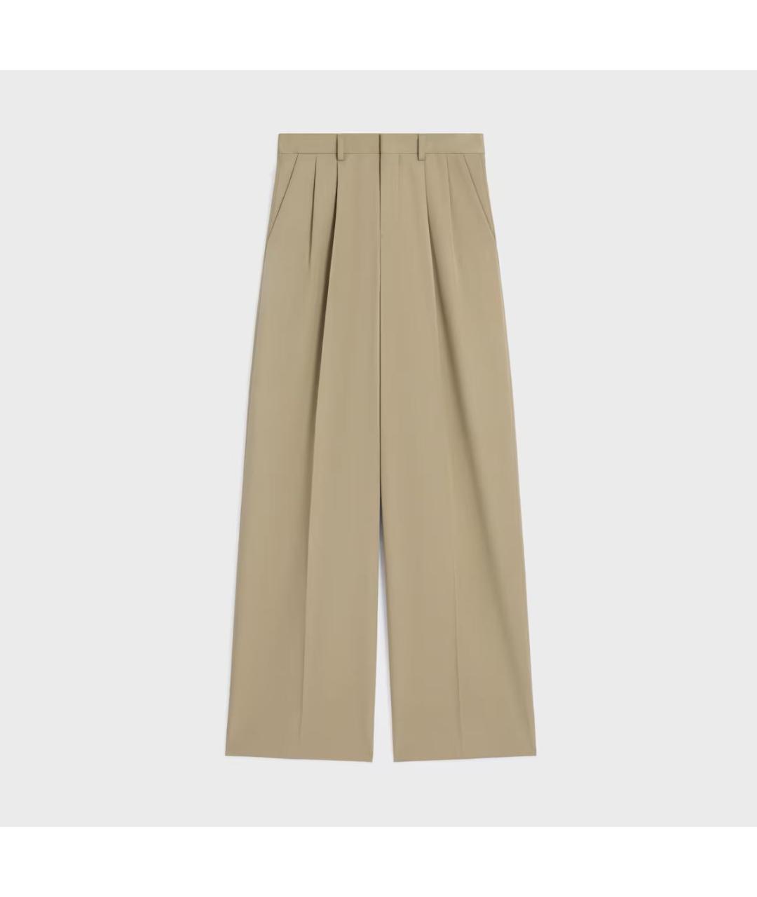 CELINE Бежевые хлопковые прямые брюки, фото 9