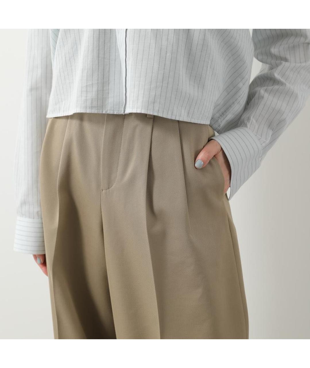 CELINE Бежевые хлопковые прямые брюки, фото 4