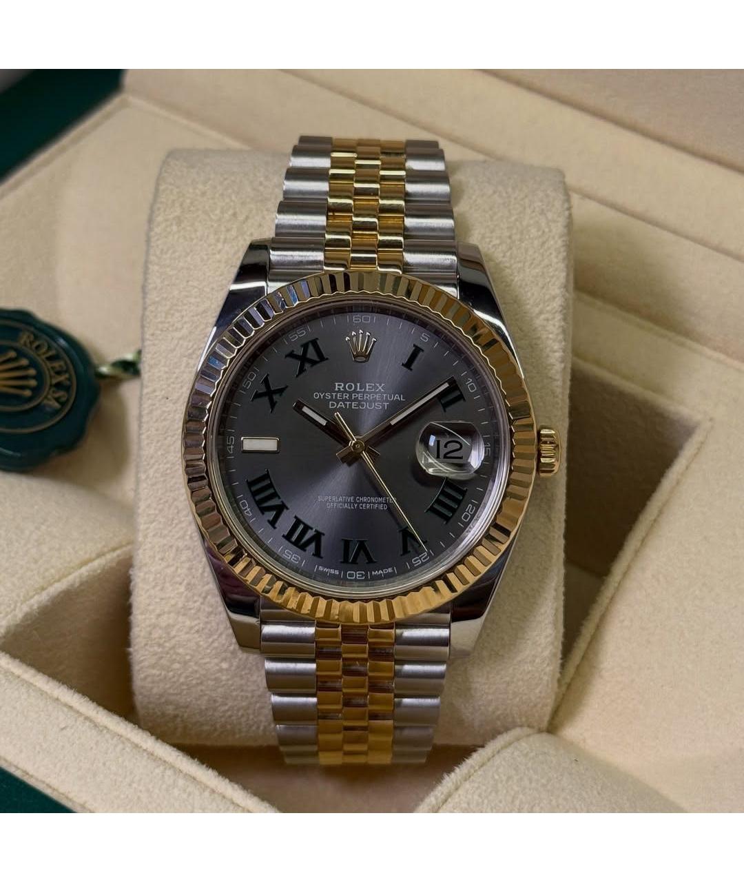 ROLEX Серые часы из желтого золота, фото 2