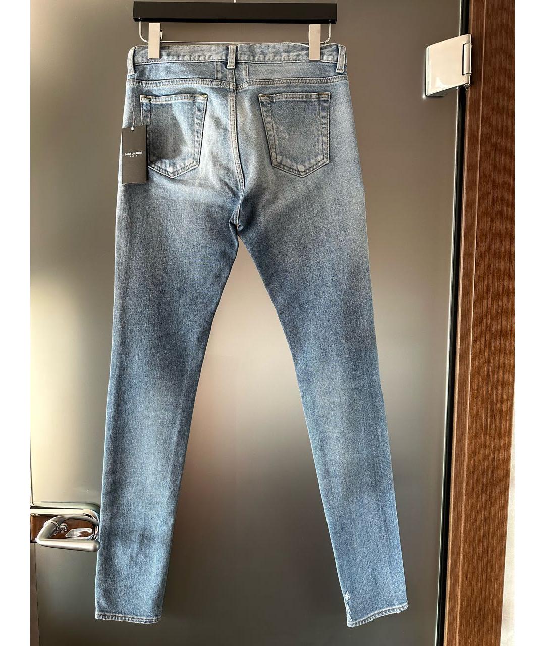 SAINT LAURENT Голубые хлопковые джинсы слим, фото 2