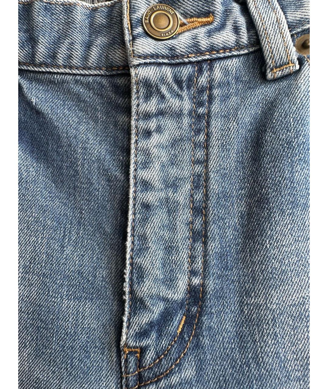 SAINT LAURENT Голубые хлопковые джинсы слим, фото 4